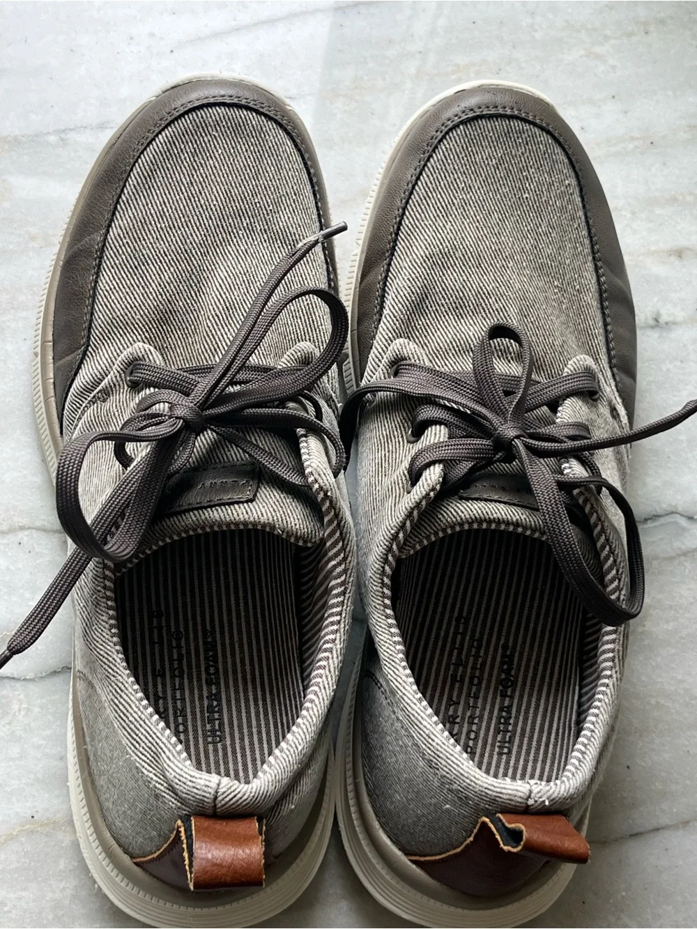 PERRY ELLIS PORTFOLIO CASUAL SNEAKER SHOE OLIVE GRAY STRIPE Mens SZ 11